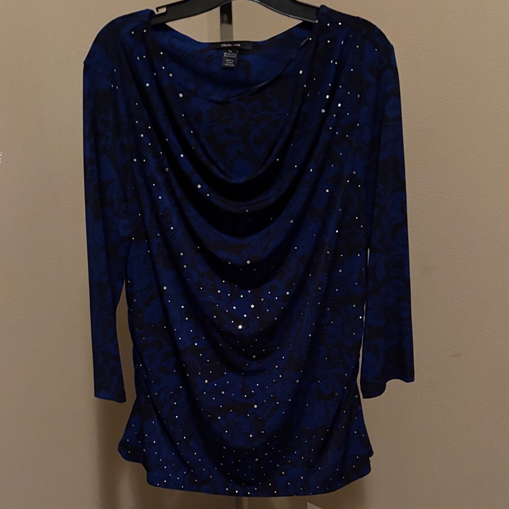 Chico's Midnight Blue Rhinestone Blouse